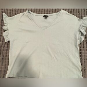 RW&CO. Light Mint V-Neck Ruffle Sleeve Tee